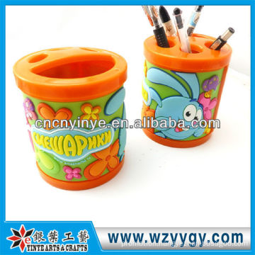 cartoon pvc plastic brush pot with mould in hand